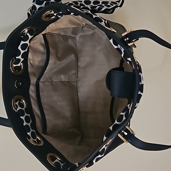 MICHAEL KORS Navy Blue Jet Set Polka Dot Scarf Tote Bag - Picture 11 of 16